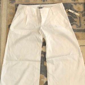 Alice and olivia white linen wide leg pant